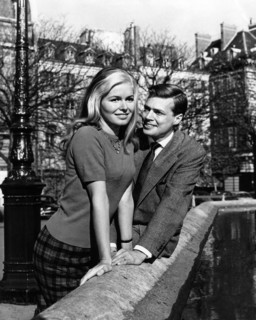 Austrian actor Karheinz Bohm with his wife Gudula  Blau, a publicity portrait in Paris, France,