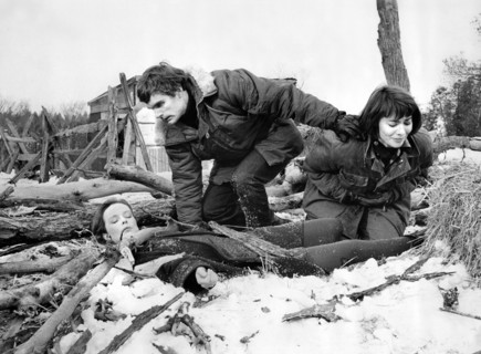 Sandy Dennis, Keir Dullea, Anne Heywood, on-set of the film, "The Fox", Warner Bros.-Seven Arts,