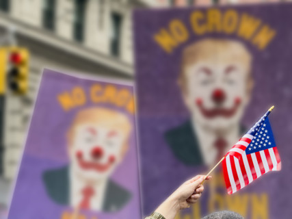 Demonstrators participating in "No Kings" Protest March, Fifth Avenue, New York City, June 14, 2025