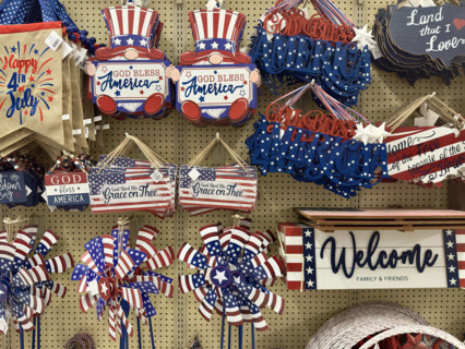 Patriotic home décor decorations on display