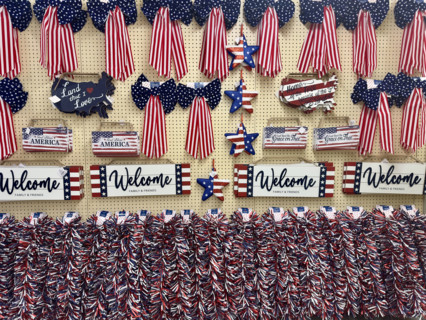Patriotic home décor decorations on display