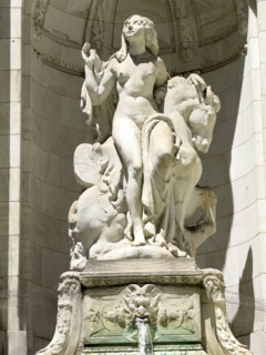 Marble sculpture, New York Public Library, Fifth Avenue, New York City