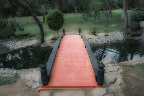 Footbridge, Japanese Friendship Garden at Shoseian Teahouse, Brand Park, Glendale