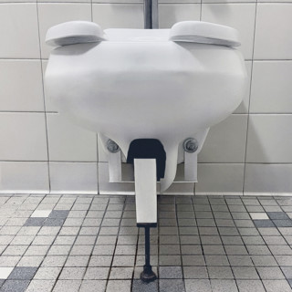 Hospital toilet with support leg