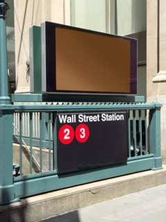 Wall Street Station subway sign and entrance, New York City