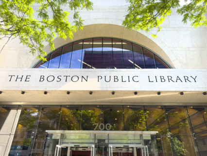 Boston Public Library, low angle view of building exterior, Boston