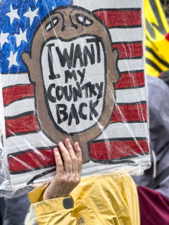 Demonstrators participating in "No Kings" Protest March, Fifth Avenue, New York City, June 14, 2025