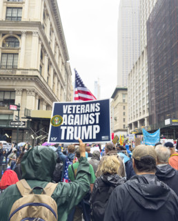 Demonstrators participating in "No Kings" Protest March, Fifth Avenue, New York City, June 14, 2025