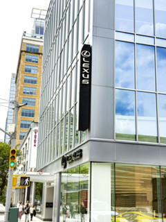Lexus car showroom and street scene, Manhattan, New York City