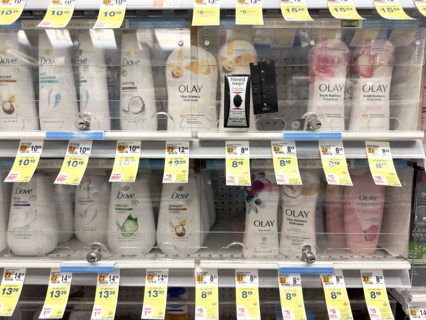 Display of body wash and skin lotion on sale, New York City