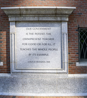 U.S. Supreme Court Associate Justice Louis D. Brandeis quote inscribed on exterior of John Joseph Moakley United States Courthouse, Boston