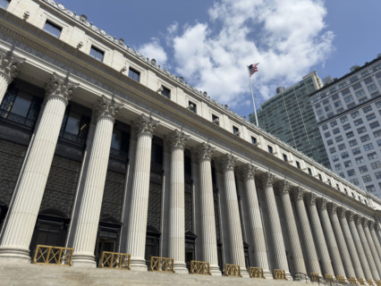 U.S. General Post Office, James A. Farley Building, building exterior with Corinthian columns and