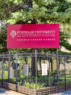 Fordham University The Jesuit University of New York, Lincoln Center Campus, exterior sign,