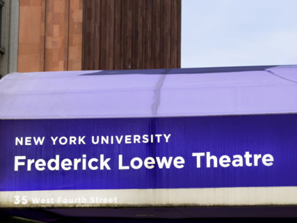 Frederick Loewe Theatre, New York University, canopy detail, 35 West 4th Street, Greenwich Village,