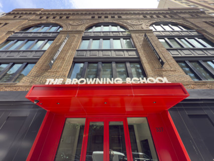 The Browning School, college preparatory school for boys, building exterior, low angle view, 52