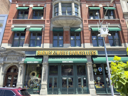 Barnes & Noble Booksellers, building exterior, low angle view, West 17th Street, Manhattan, New