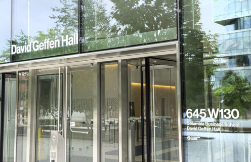 David Geffen Hall, building entrance, Columbia University Business School, Columbia University,