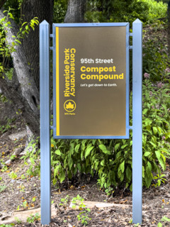 Sign for 95th Street Compost Compound, Riverside Park Conservancy, Riverside Park, Manhattan, New