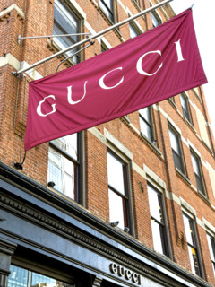 Gucci retail store, building exterior detail, 400 West 14th Street, Meatpacking District,