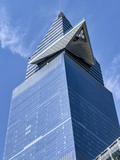 30 Hudson Yards skyscraper with view of The Edge observation deck, low angle view, Hudson Yards,