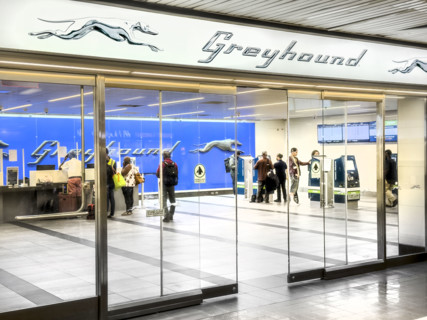 Greyhound Bus ticket windows and kiosks, Port Authority Bus Terminal, 625 Eighth Avenue, Manhattan,