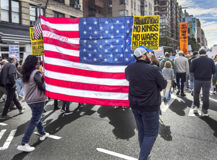 Demonstrators participating in "No Kings" Protest March, Manhattan, New York City, New York, USA,