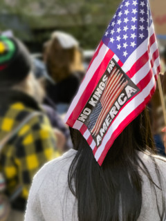 Demonstrators participating in "No Kings" Protest March, Manhattan, New York City, New York, USA,
