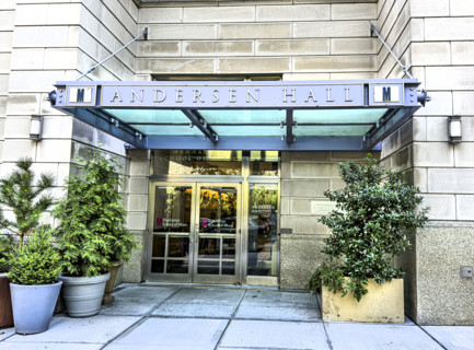 Andersen Residence Hall, Manhattan School of Music, building exterior, low angle view, 136