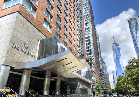 The Wagner Hotel, building exterior with view of One World Trade Center in background, 2 West