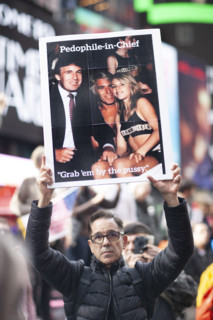 Demonstrators participating in "No Kings" Protest March, Times Square, Manhattan, New York City,