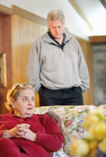 U.S. President Bill Clinton and U.S. Secretary of State Madeleine Albright at Camp David during the