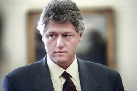 U.S. President Bill Clinton, head and shoulders portrait in Oval Office, White House, Washington, D