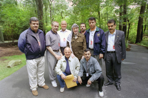 Palestinian Authority Chairman Yasser Arafat and the Palestinian delegation at Camp David during