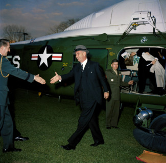 U.S. Vice President Lyndon Johnson being greeted upon his return from his trip to Senegal,
