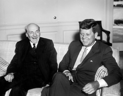 U.S. President John F. Kennedy meeting with Former British Prime Minister and Labour Party Leader,