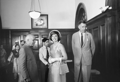 U.S. First Lady Jacqueline Kennedy and  U.S. Ambassador to India John Kenneth Galbraith (right)