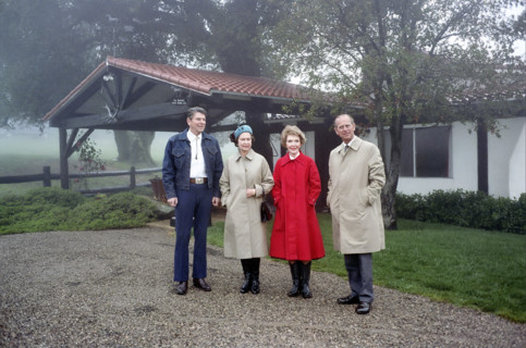 U.S. President Ronald Reagan, Queen Elizabeth II, U.S. First Lady Nancy Reagan and Prince Phillip,