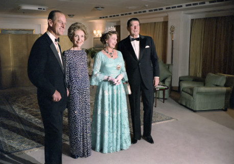 U.S. President Ronald Reagan and U.S. First Lady Nancy Reagan celebrating their thirty-first