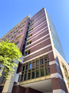 Shriners Children's Boston, building exterior, low angle view, 51 Blossom St. Boston,