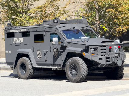 New York Police Department Emergency Service Unit's Armored "Bear" Vehicle parked near World Trade