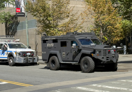 New York Police Department Emergency Service Unit's Armored "Bear" Vehicle parked near World Trade