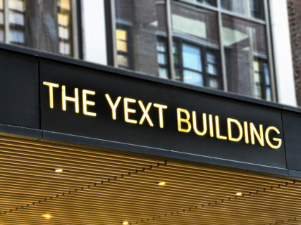 YEXT corporate headquarters, building exterior detail, 61 Ninth Avenue, Chelsea, New York City, New