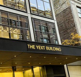 YEXT corporate headquarters, building exterior detail, 61 Ninth Avenue, Chelsea, New York City, New