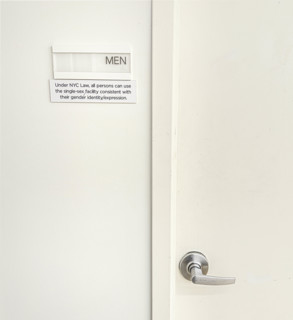 Sign for public bathroom allowing all persons the right to use single-sex facility consistent with