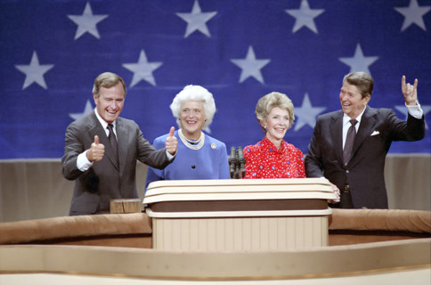 U.S. Vice President George H.W. Bush, U.S. 2nd Lady Barbara Bush, U.S. First Lady Nancy Reagan and