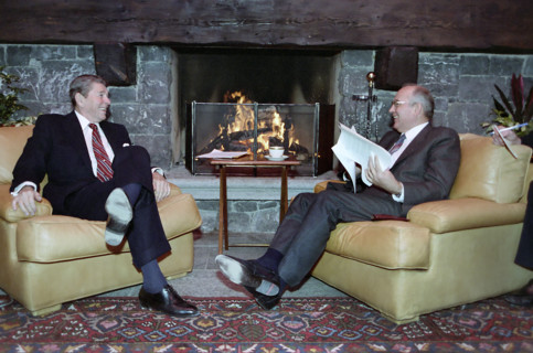 U.S. President Ronald Reagan and Soviet General Secretary Mikhail Gorbachev at first summit,