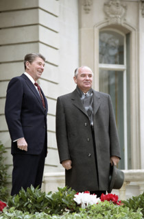 U.S. President Ronald Reagan's first meeting with Soviet General Secretary Mikhail Gorbachev at