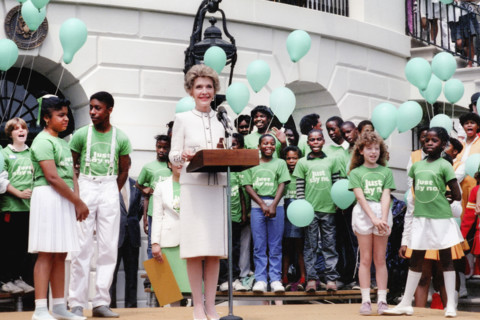 U.S. First Lady Nancy Reagan at a "Just Say No" rally at The White House, Washington, D.C., USA,