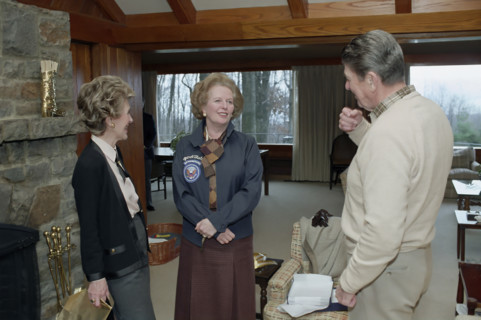 U.S. President Ronald Reagan and U.S. First Lady Nancy Reagan with British Prime Minister Margaret