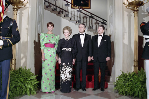 U.S. President Ronald Reagan (right), Prime Minister of Canada Brian Mulroney (2nd right), U.S.